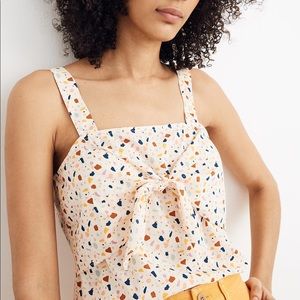 Madewell Tie-Front Cami Top in Terrazzo
